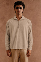 Full Sleeves Pop Over Shirt -  Light Grey