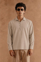 Full Sleeves Pop Over Shirt -  Light Grey