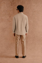 Full Sleeves Pop Over Shirt -  Light Grey