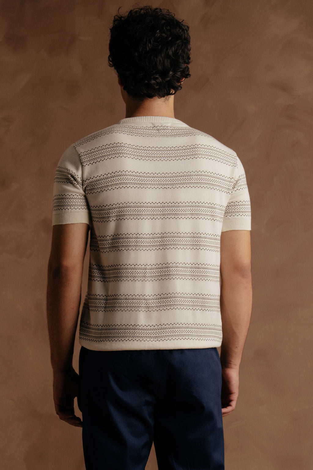 Crew Neck Knit Shirt - Off White
