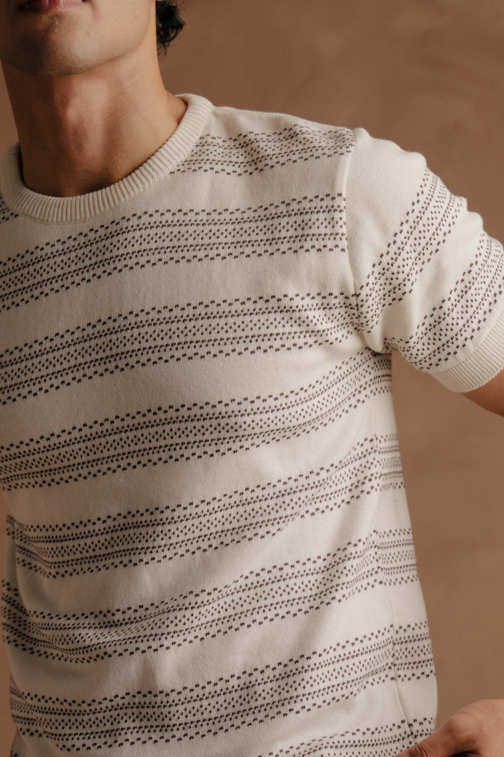 Crew Neck Knit Shirt - Off White