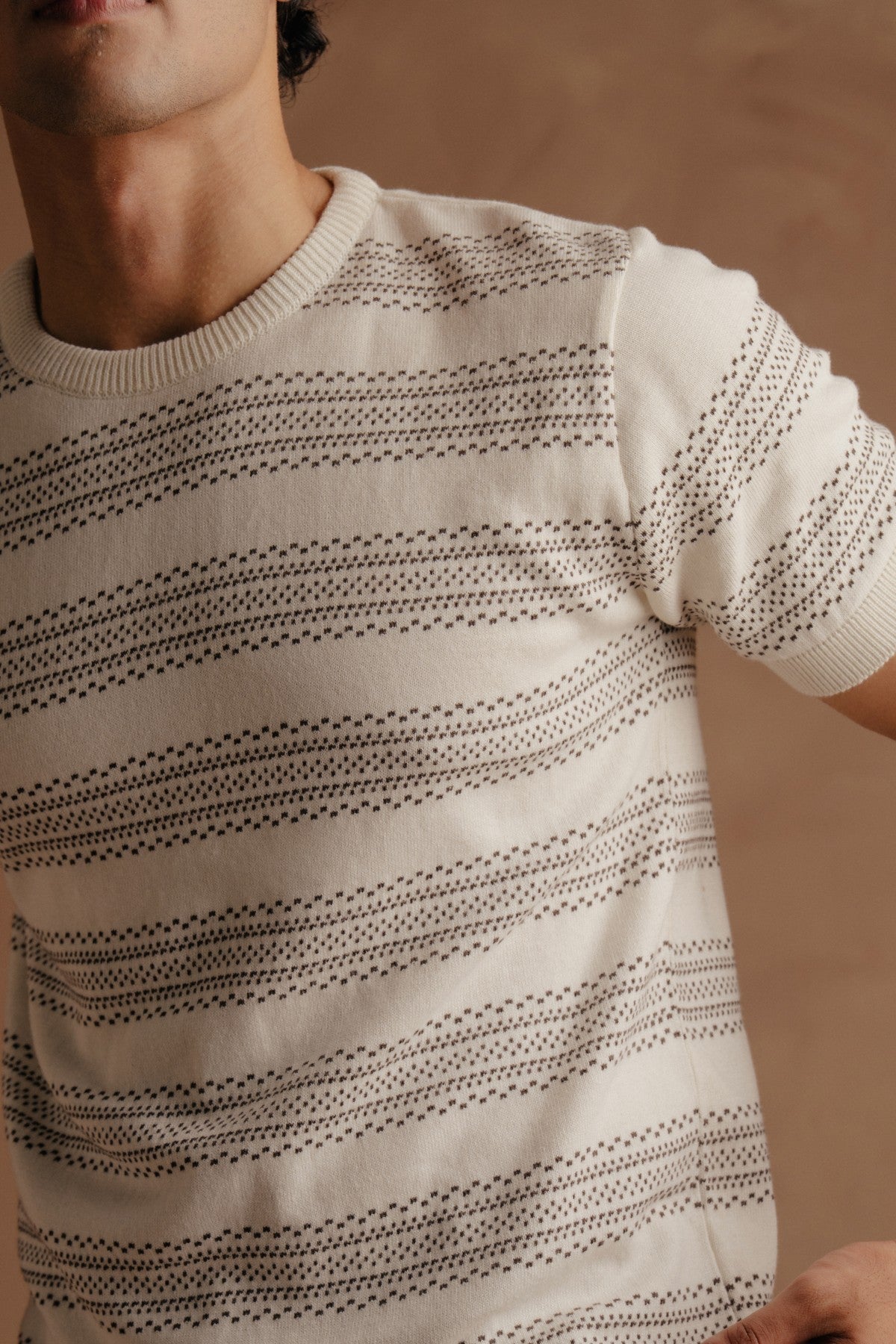 Crew Neck Knit Shirt - Off White