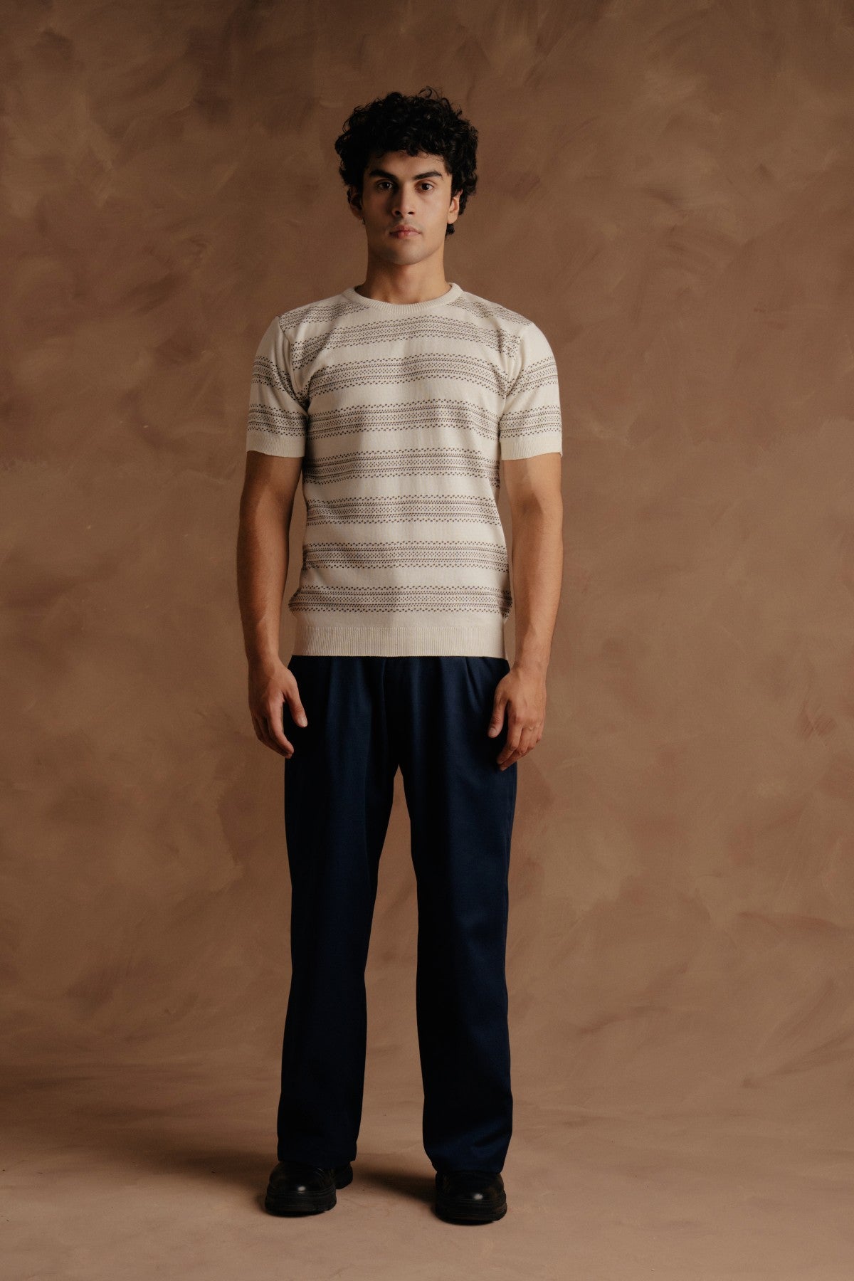 Crew Neck Knit Shirt - Off White