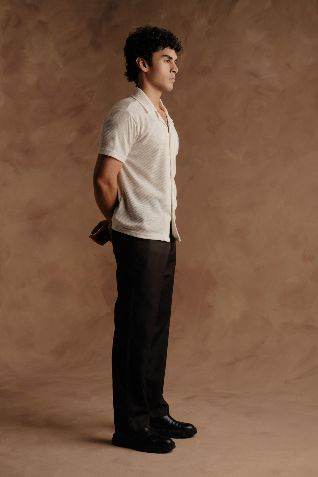 Half Sleeve Jacquard Shirt - Off White