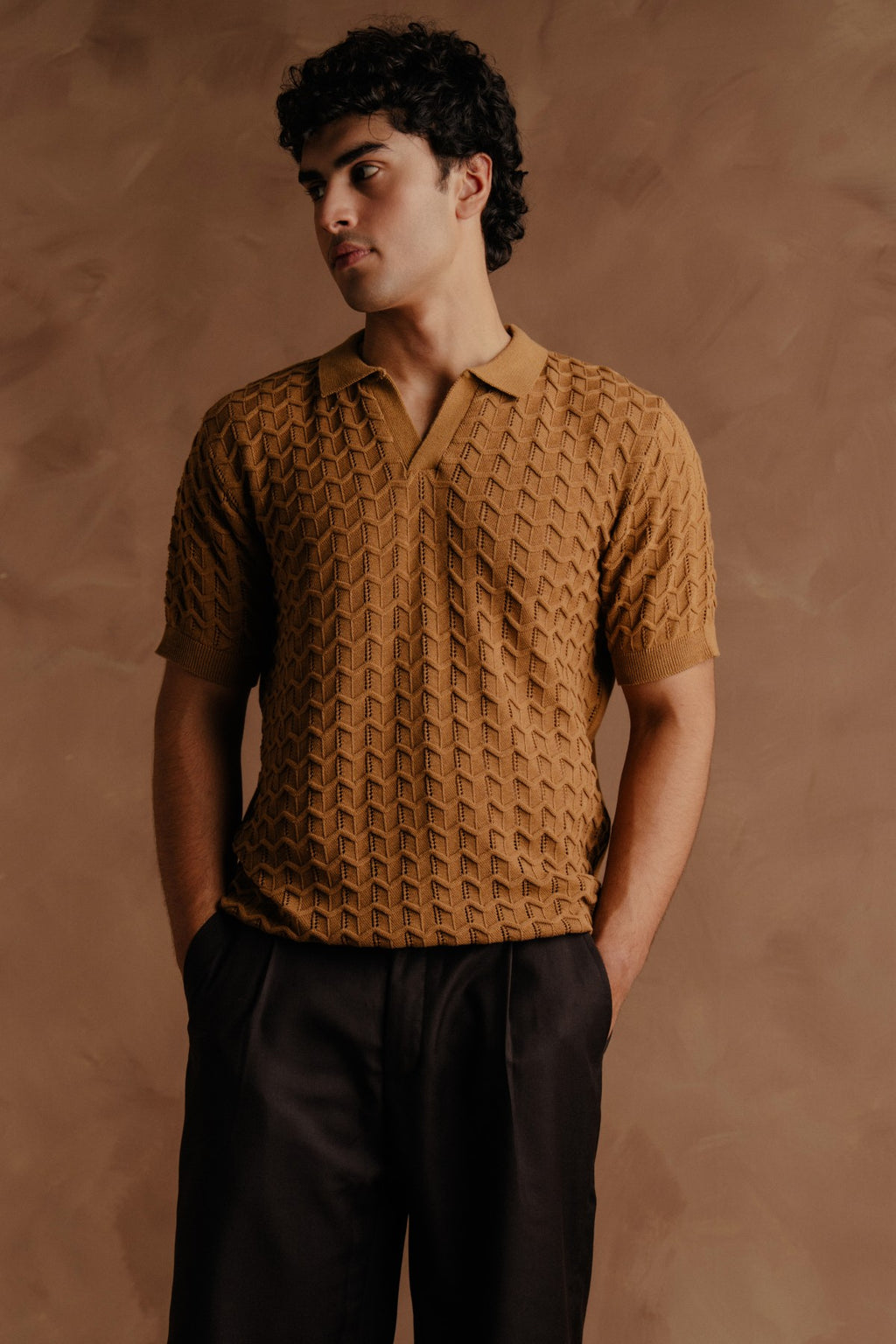 Jacquard Polo Shirt - Mustard