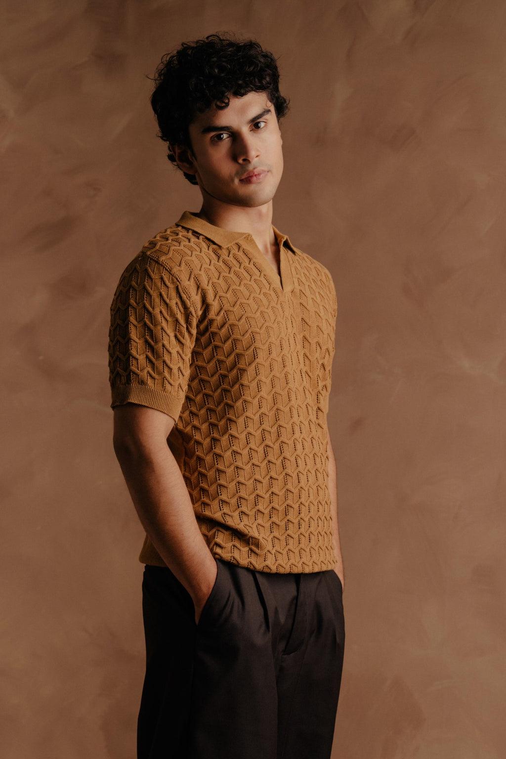Jacquard Polo Shirt - Mustard
