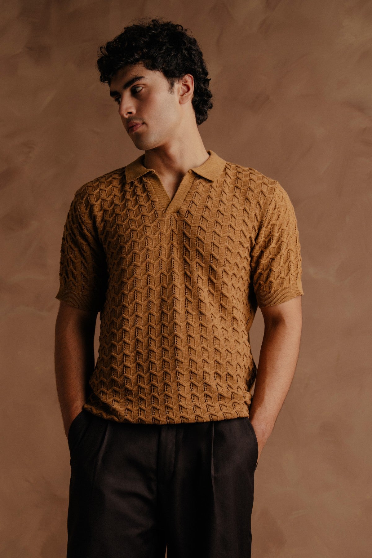 Jacquard Polo Shirt - Mustard Secondary image