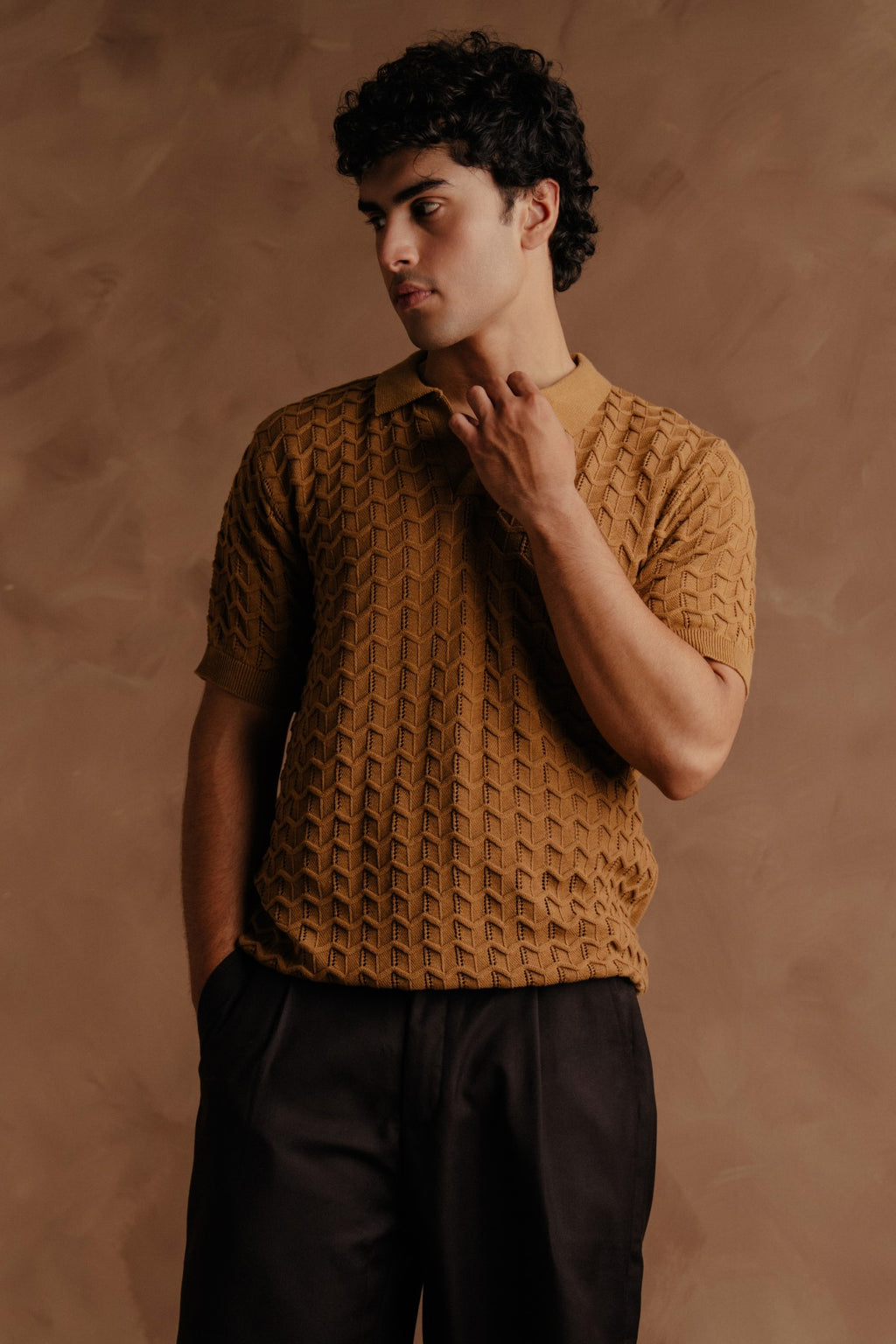 Jacquard Polo Shirt - Mustard