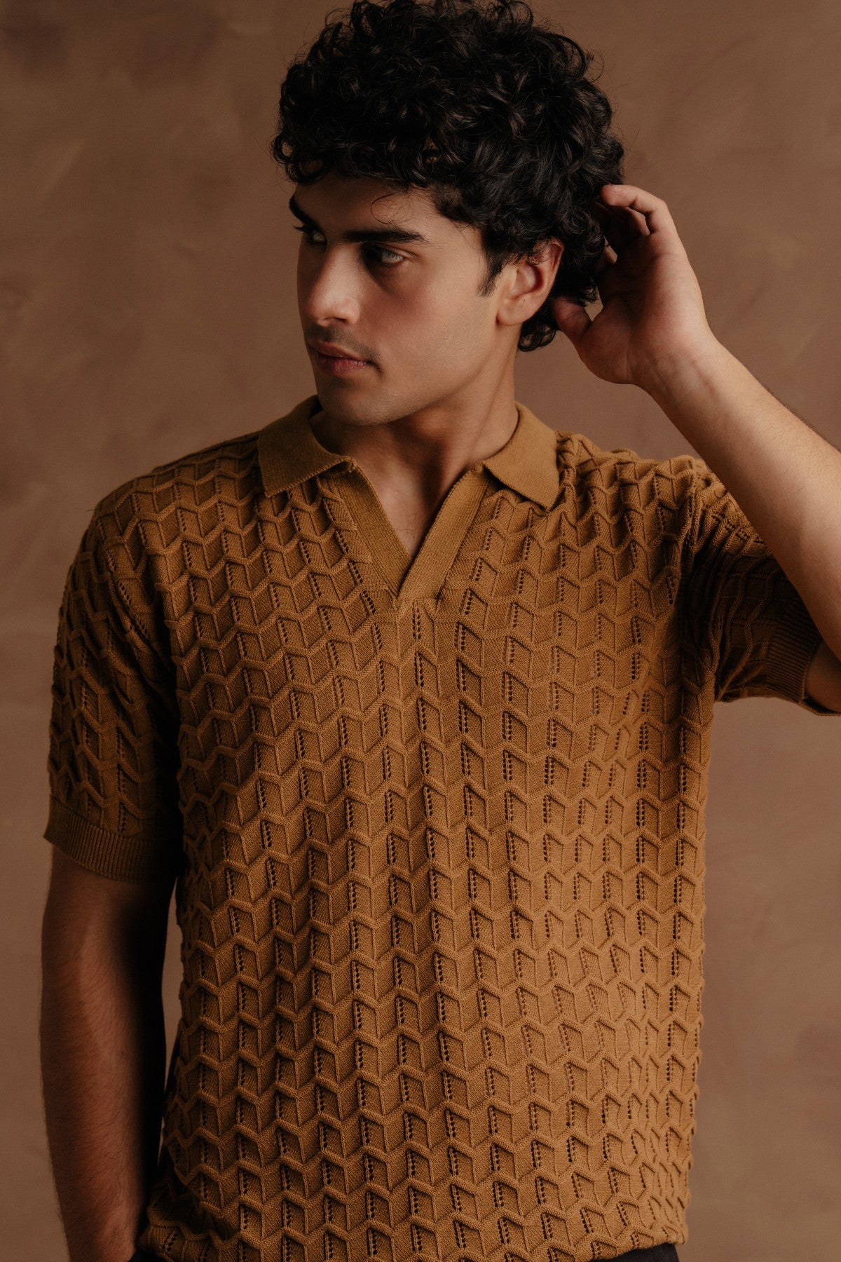 Jacquard Polo Shirt - Mustard Secondary image
