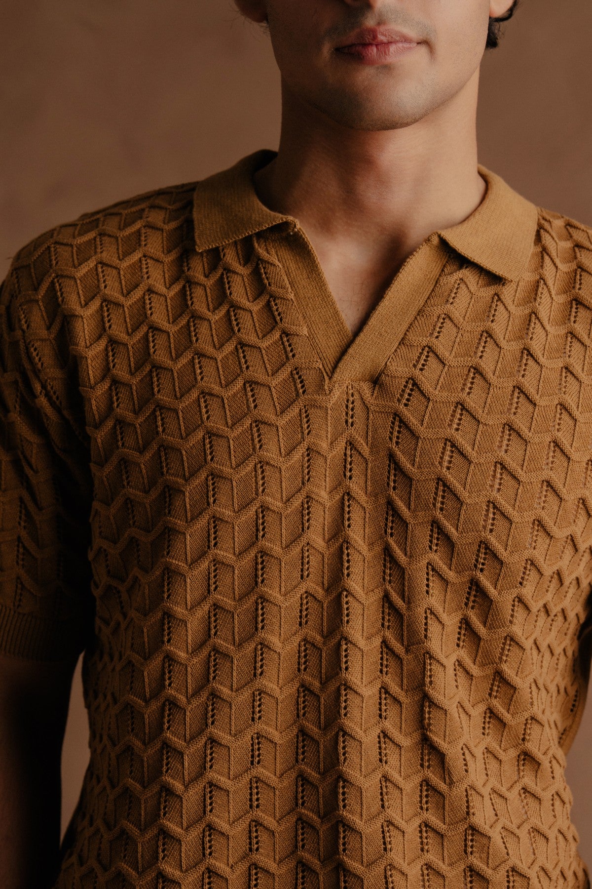 Jacquard Polo Shirt - Mustard