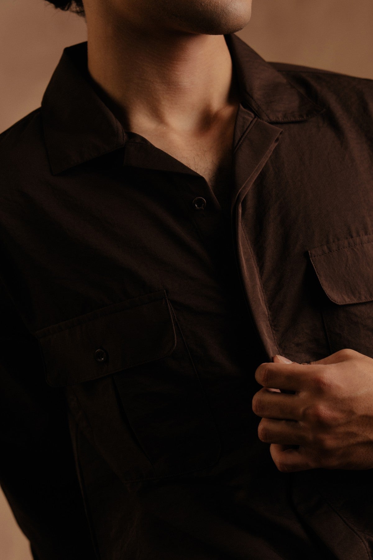 Long Sleeve Utility Shirt - Brown