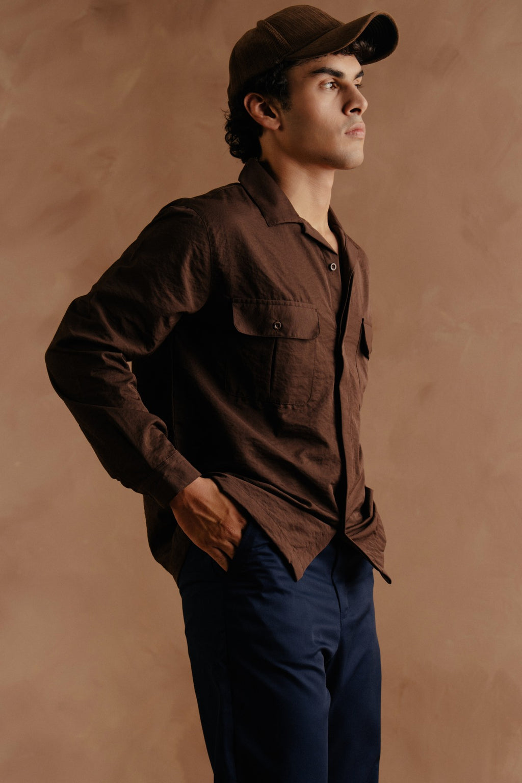 Long Sleeve Utility Shirt - Brown