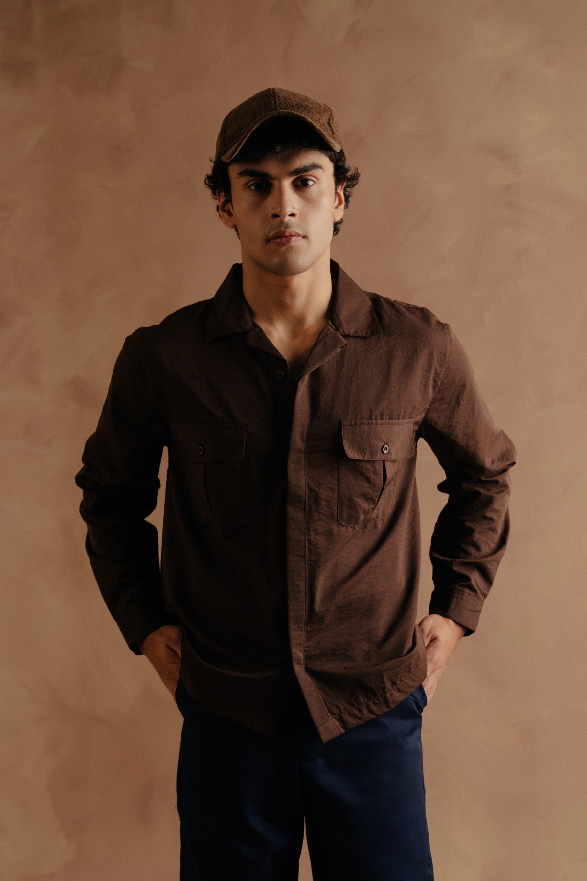 Long Sleeve Utility Shirt - Brown