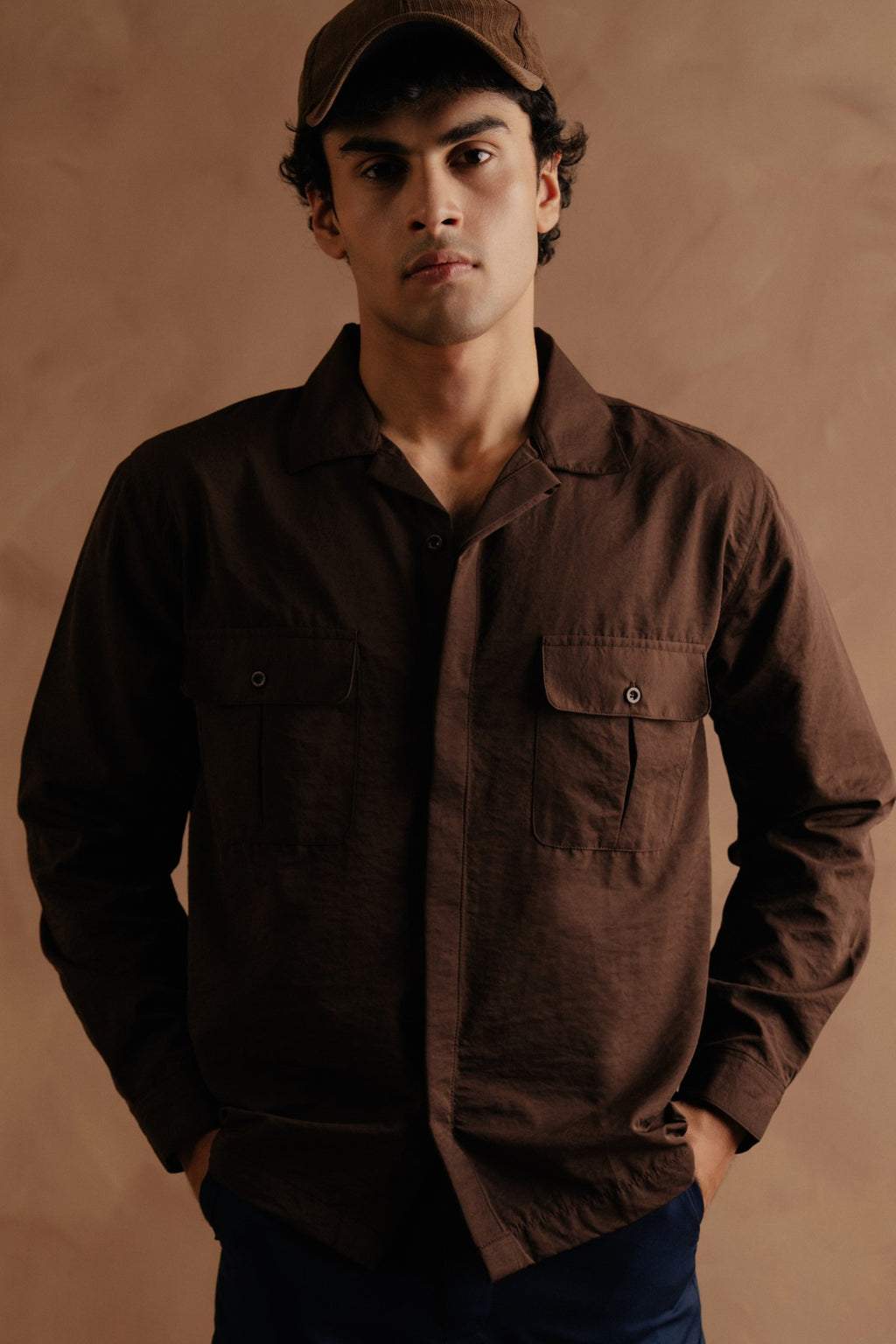 Long Sleeve Utility Shirt - Brown