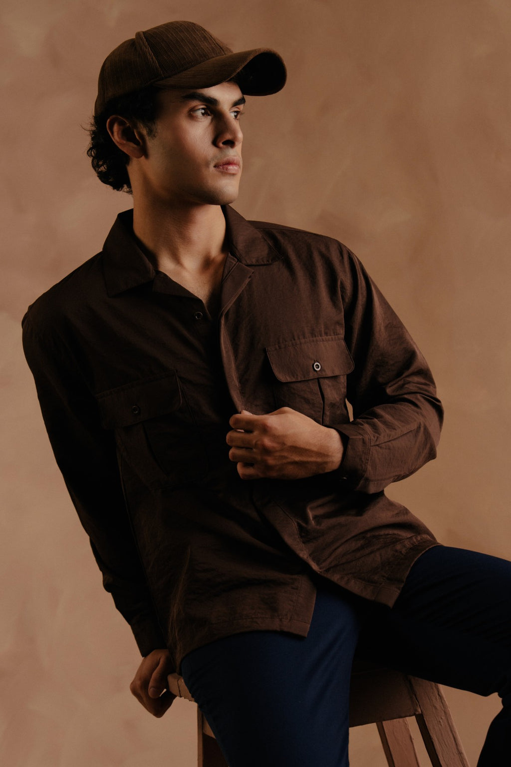 Long Sleeve Utility Shirt - Brown