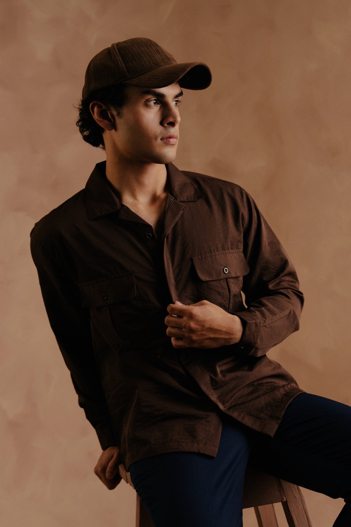 Long Sleeve Utility Shirt - Brown