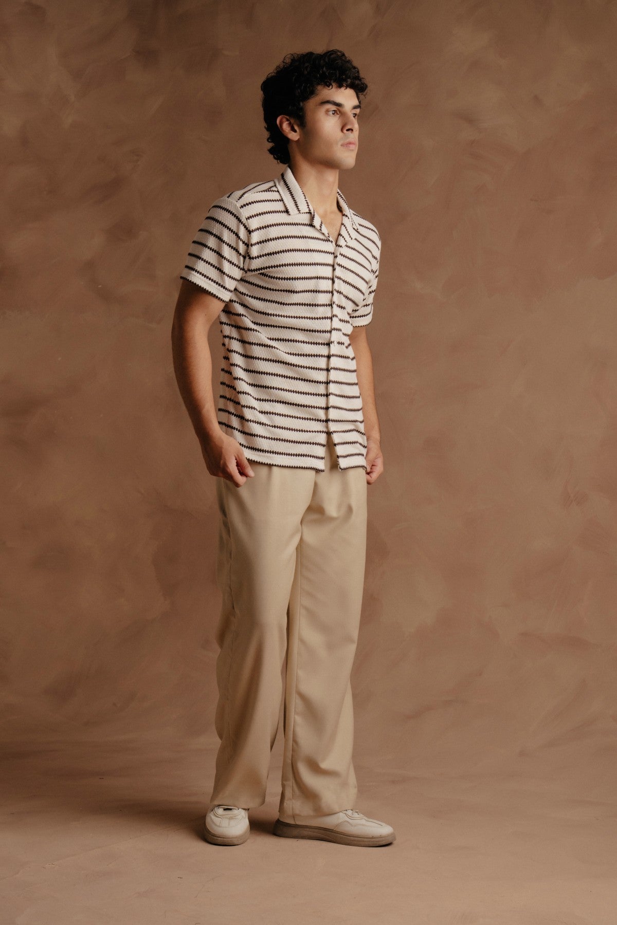Lining Shirt - White Brown
