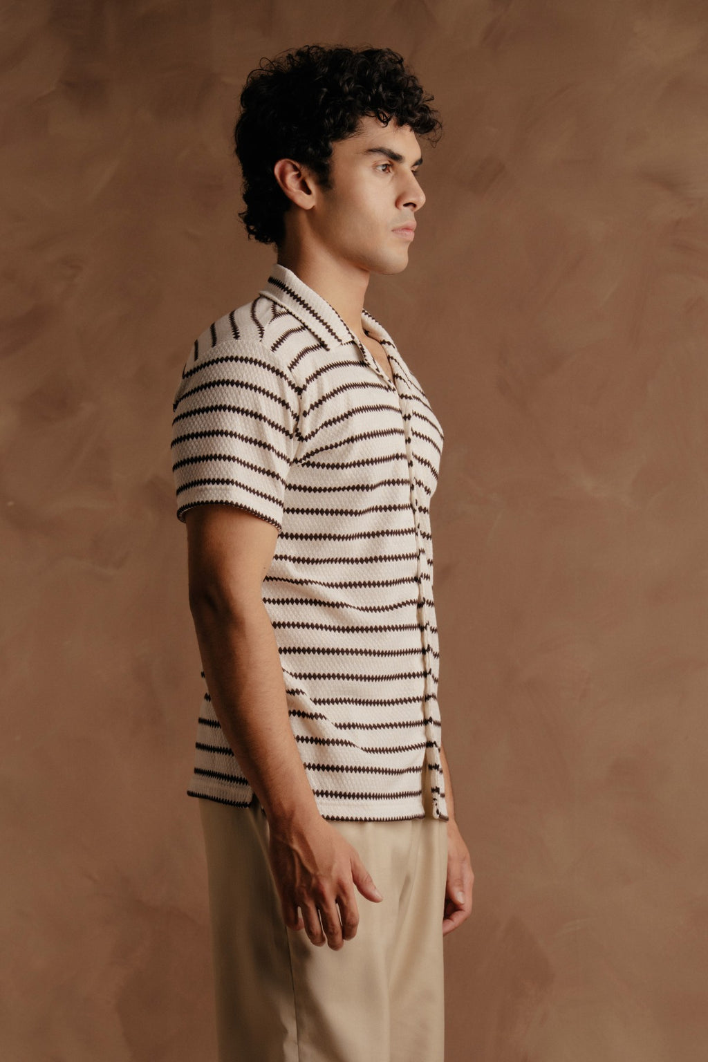 Lining Shirt - White Brown