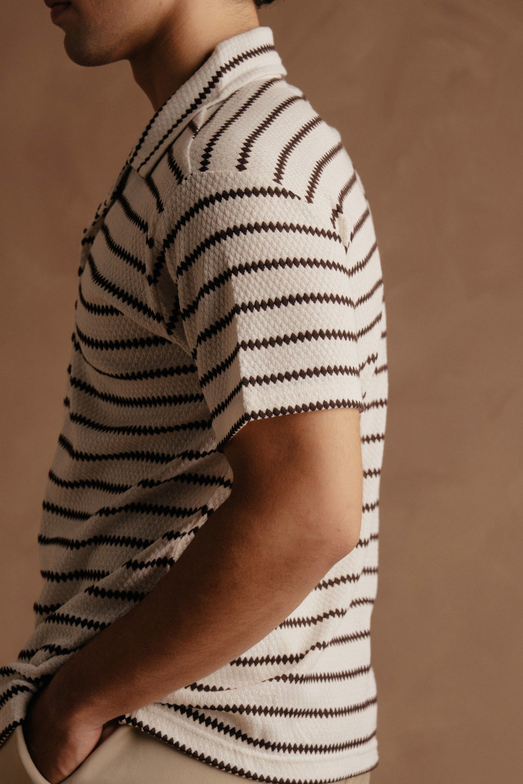 Lining Shirt - White Brown