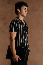 Knitted Casual Shirt Black & White