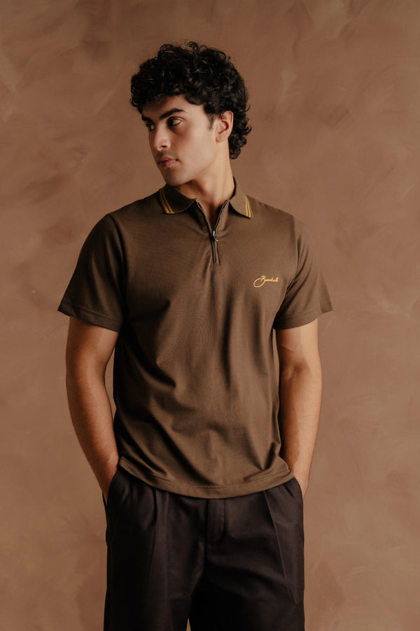 Polo with logo - Brown