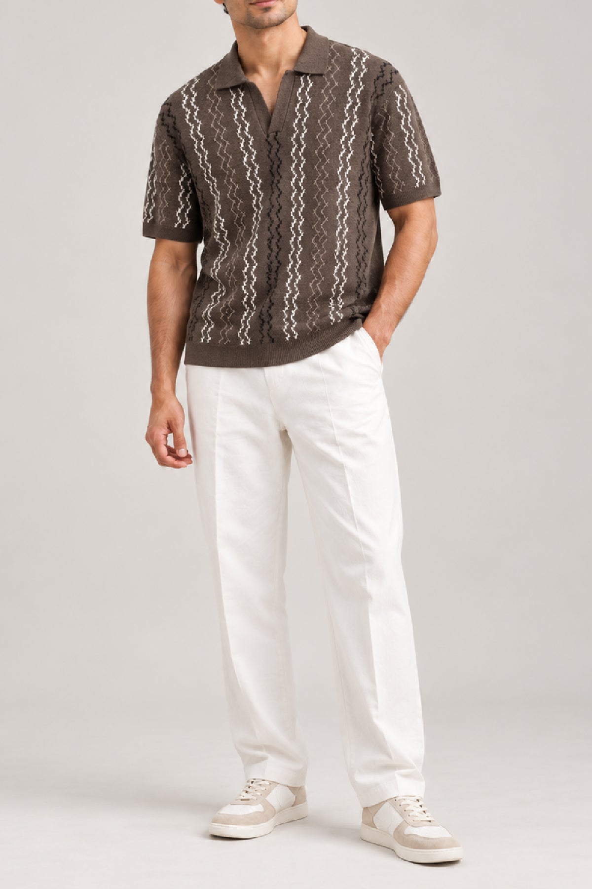 Brown Polo Shirt Jaquard