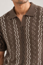 Brown Polo Shirt Jacquard
