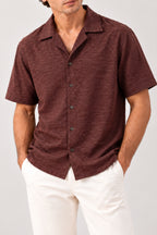Brown half sleeves button down shirt