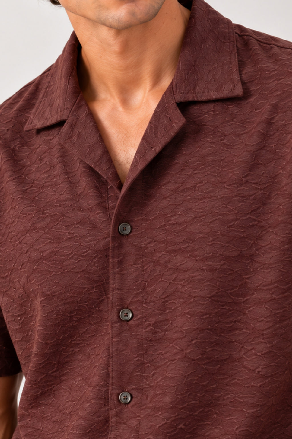 Brown regular fit half sleeve button down shirt