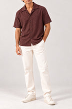 Brown half sleeves button down shirt