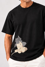 Black T-Shirt With Flower Print
