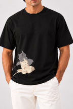 Black T-Shirt With Flower Print