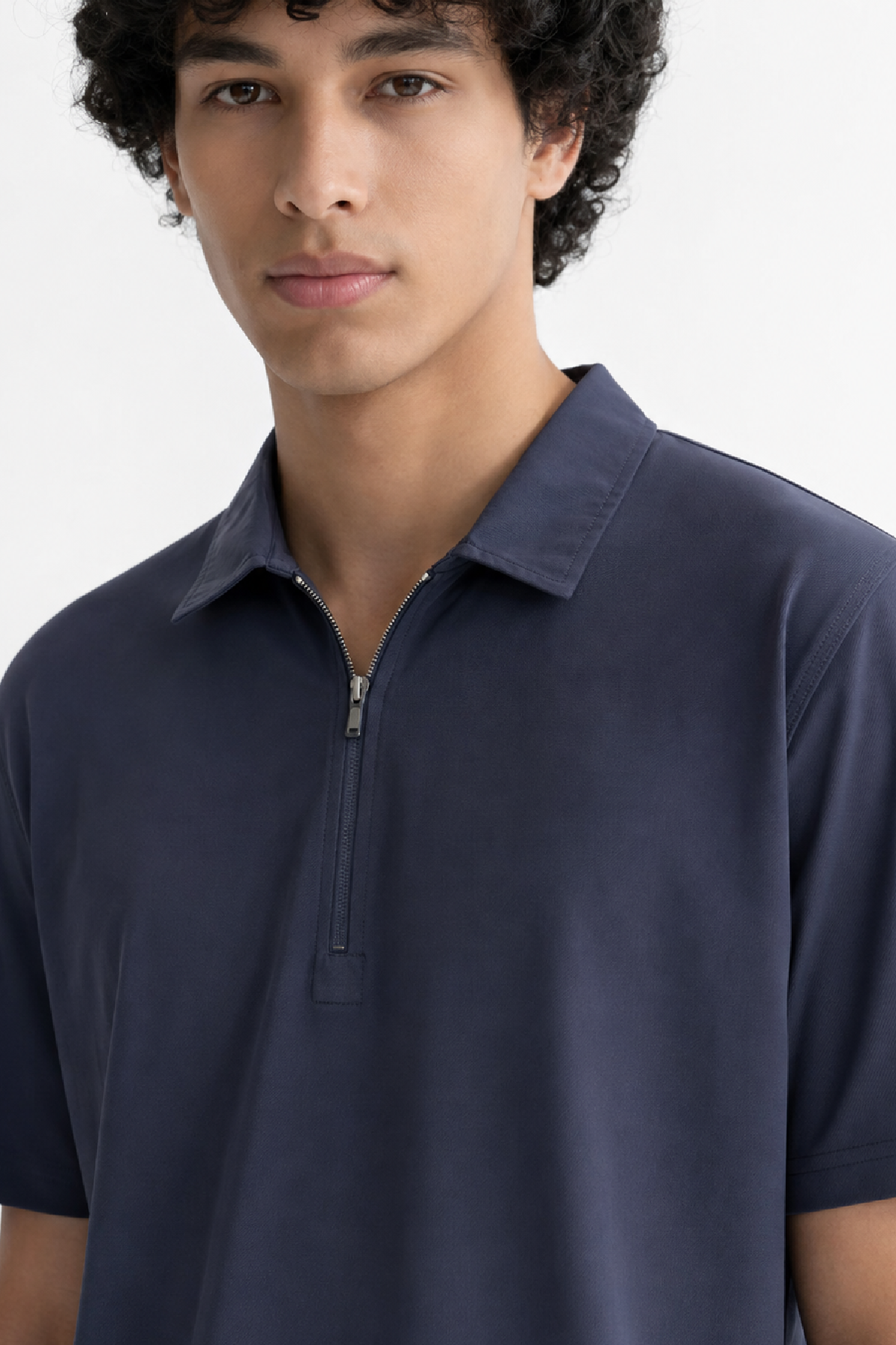 Navy zipper Polo