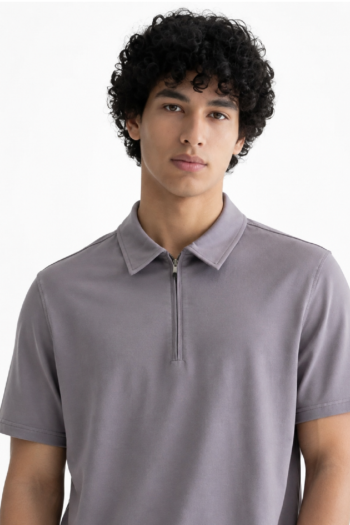 Grey Zipper Polo Secondary image