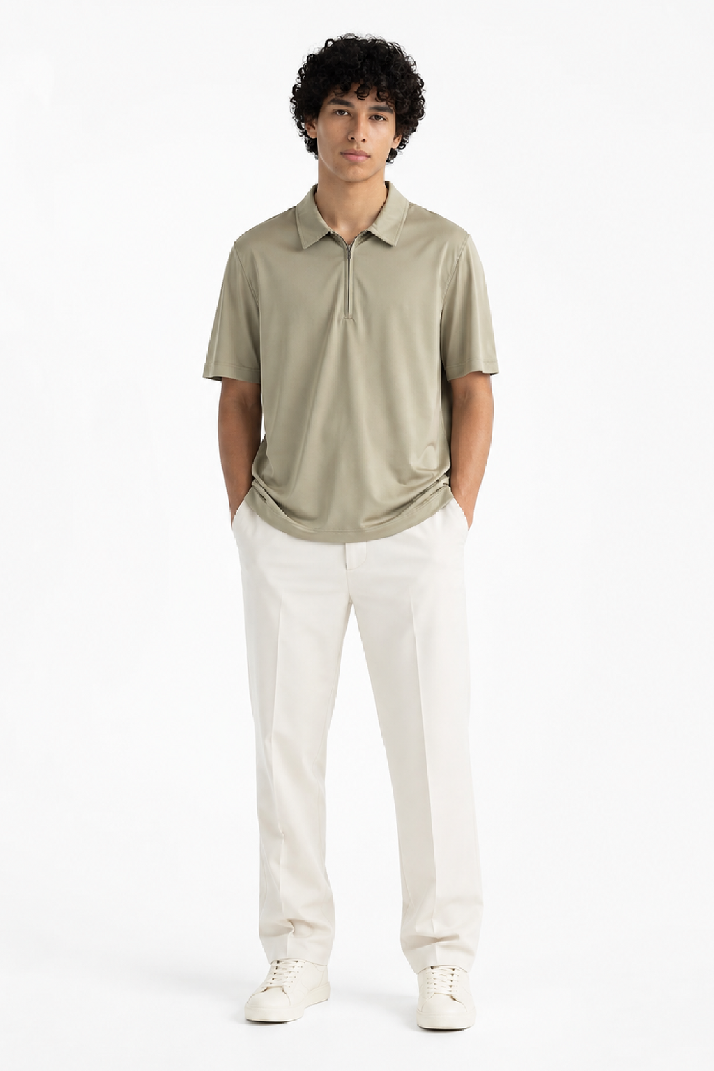 Green Zipper Polo