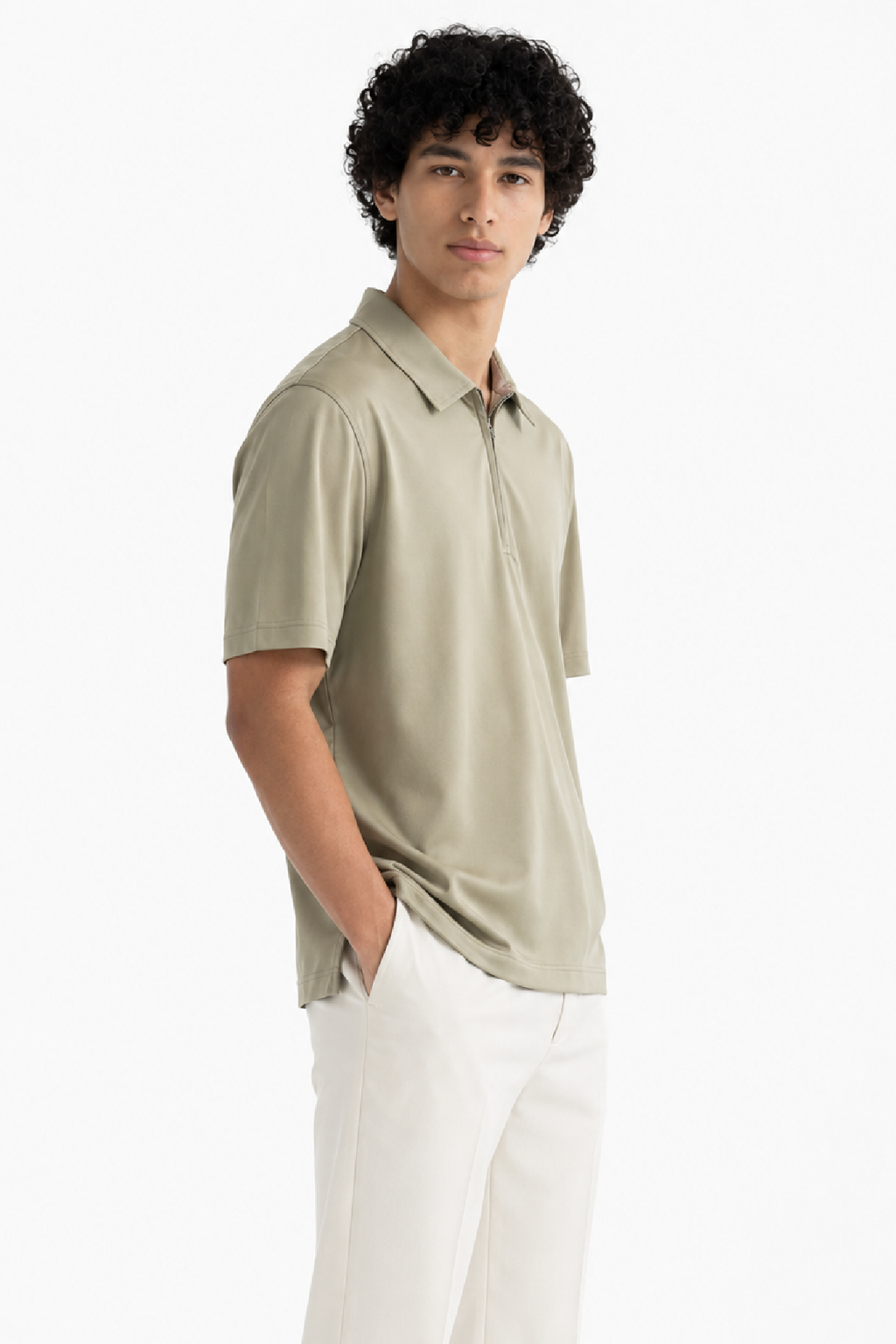 Green Zipper Polo