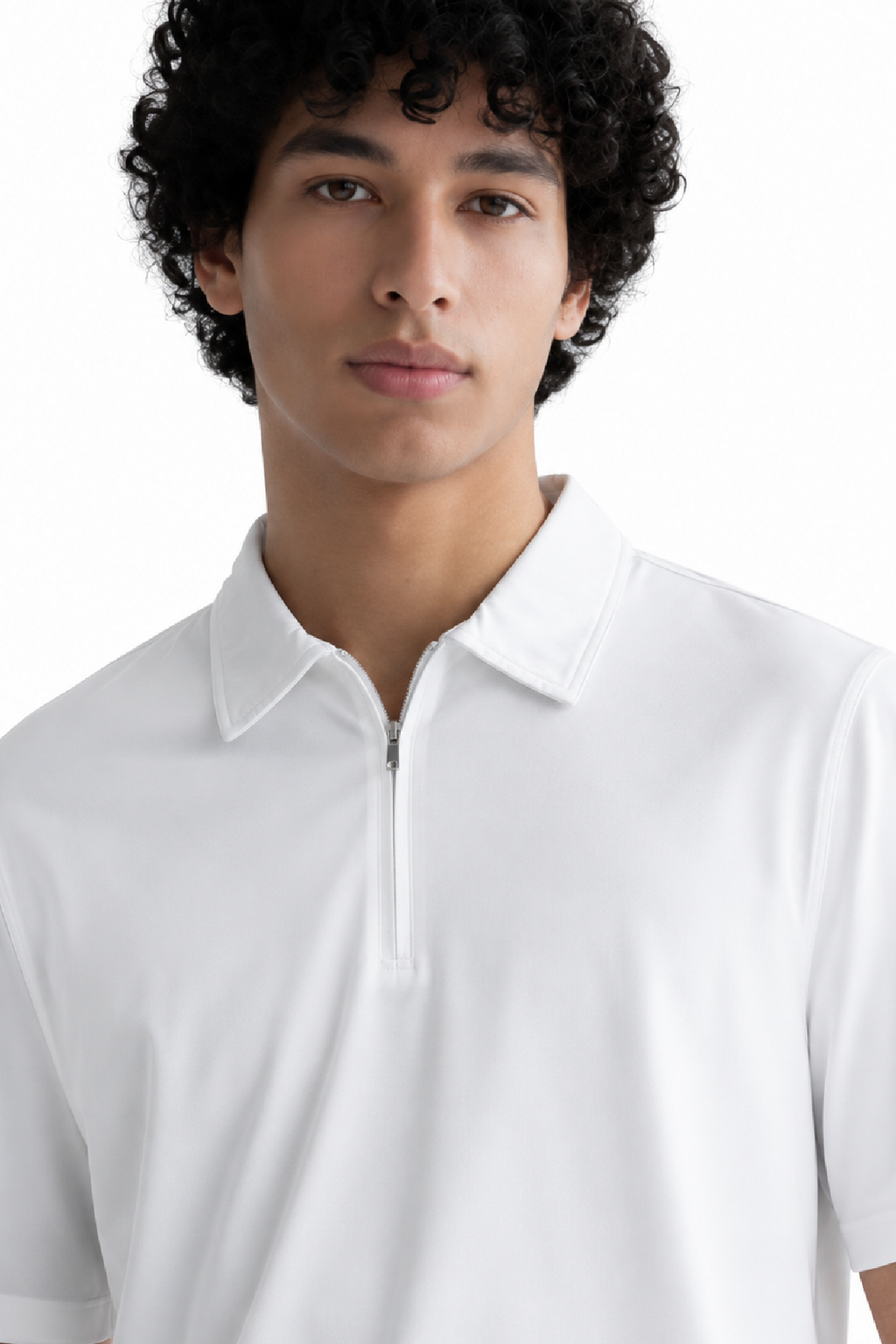 White Zipper Polo