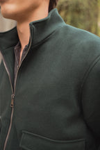 Dark Green Zip-Up Utility Jacket