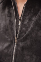 Black Leather Contrast Panel Jacket