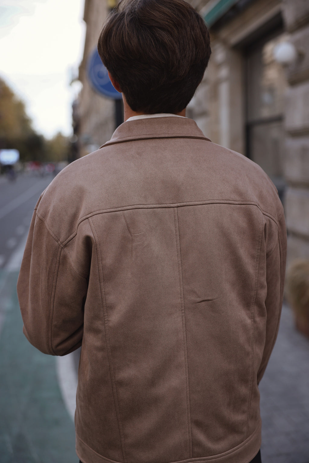 Beige Suede Utility Jacket
