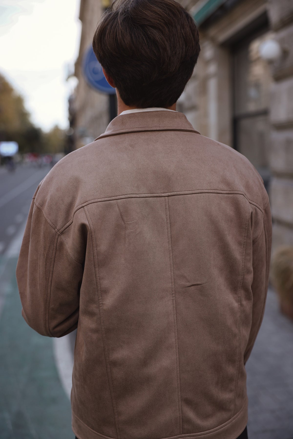 Beige Suede Utility Jacket