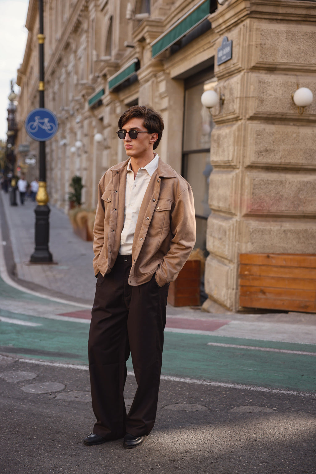 Beige Suede Utility Jacket