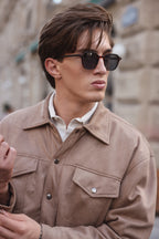 Beige Suede Utility Jacket