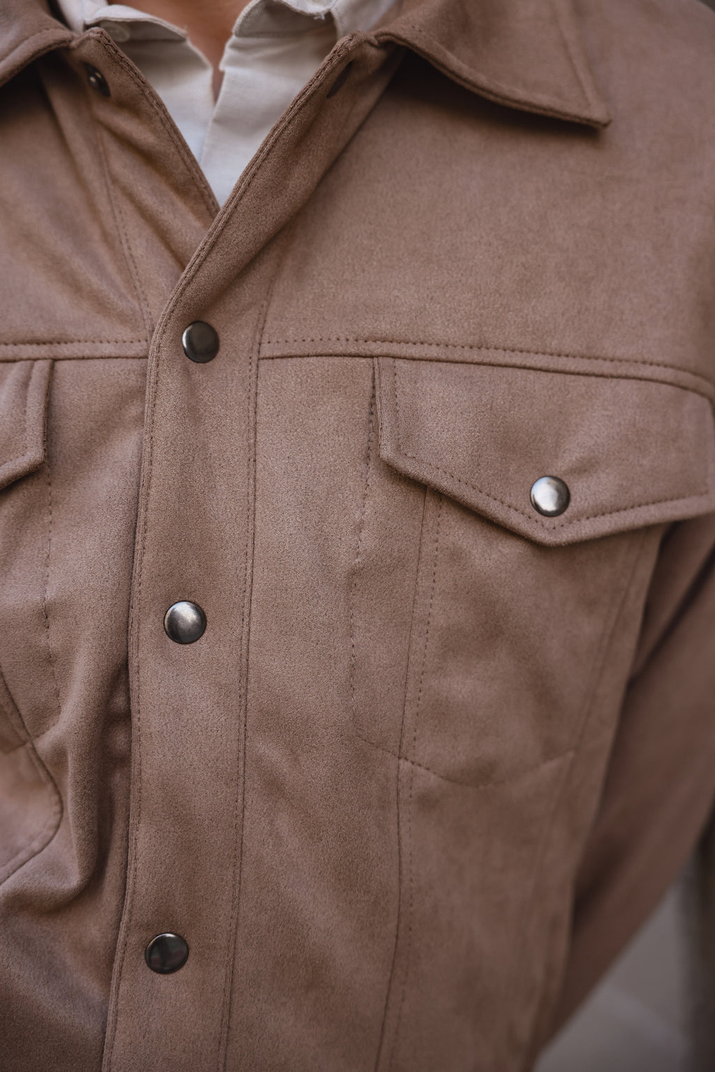 Beige Suede Utility Jacket
