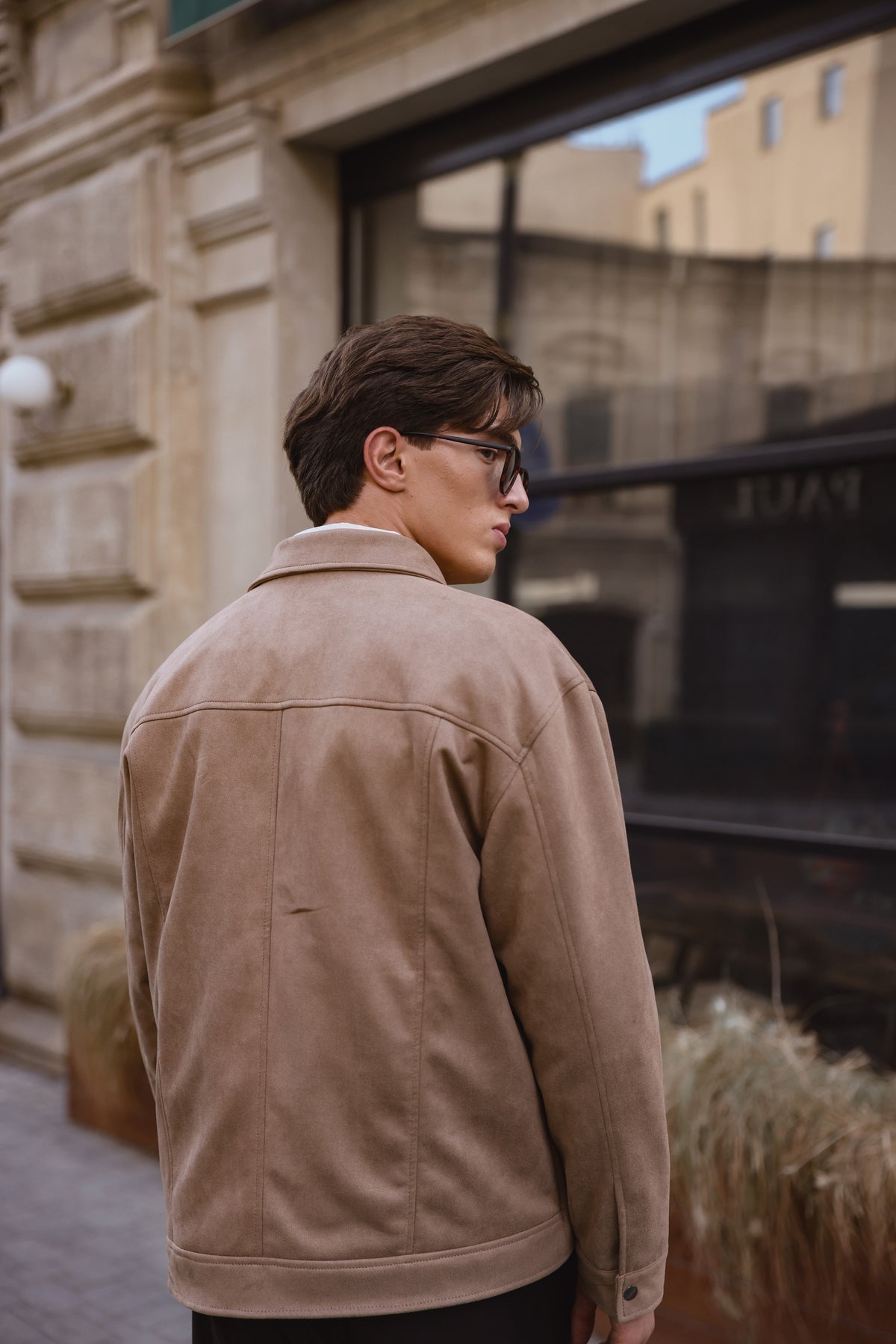 Beige Suede Utility Jacket