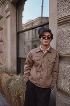 Beige Suede Utility Jacket