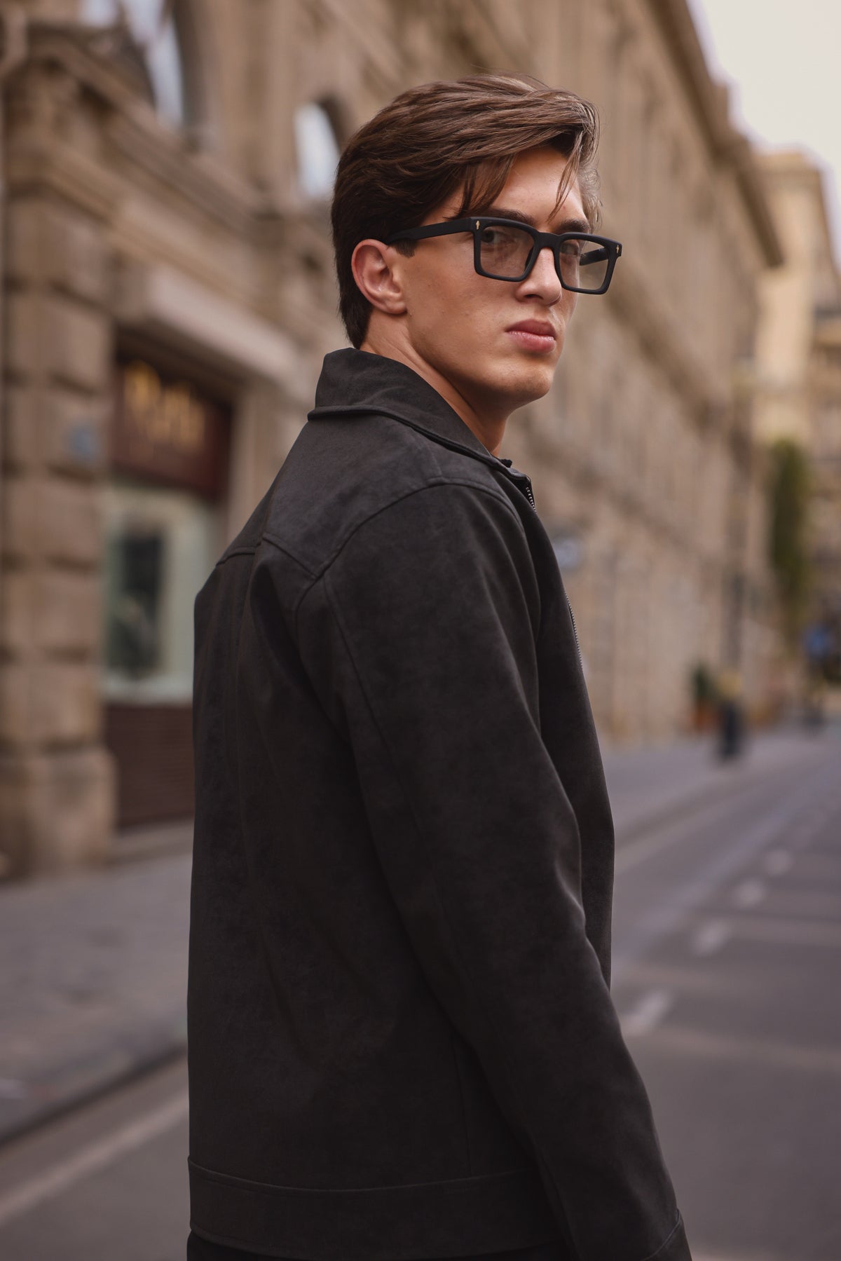 Black Suede Zip-Up Jacket