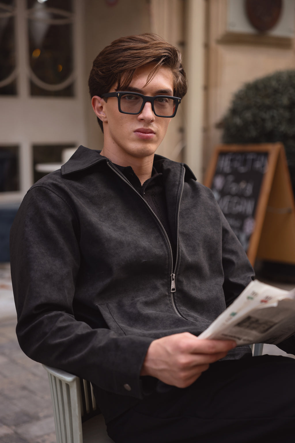 Black Suede Zip-Up Jacket