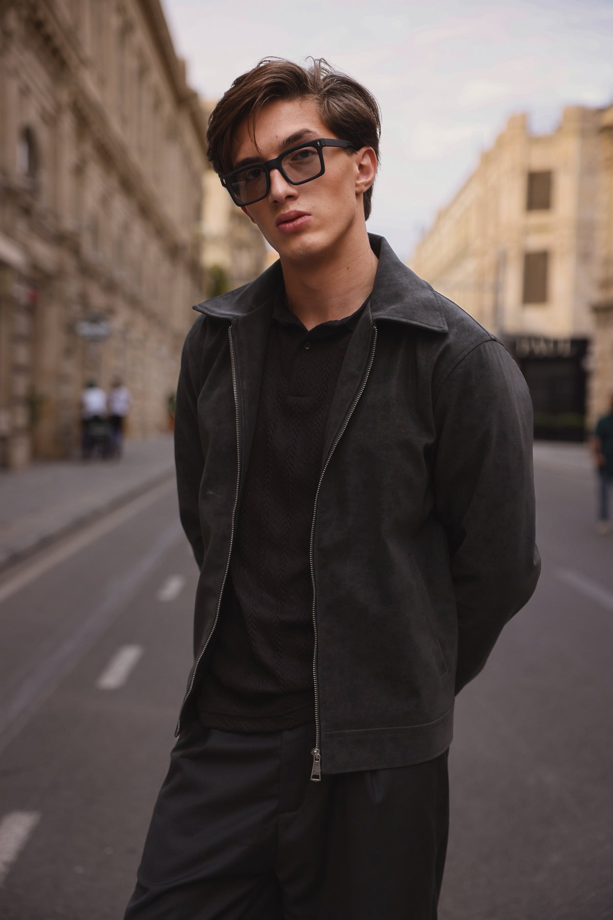 Black Suede Zip-Up Jacket Main image