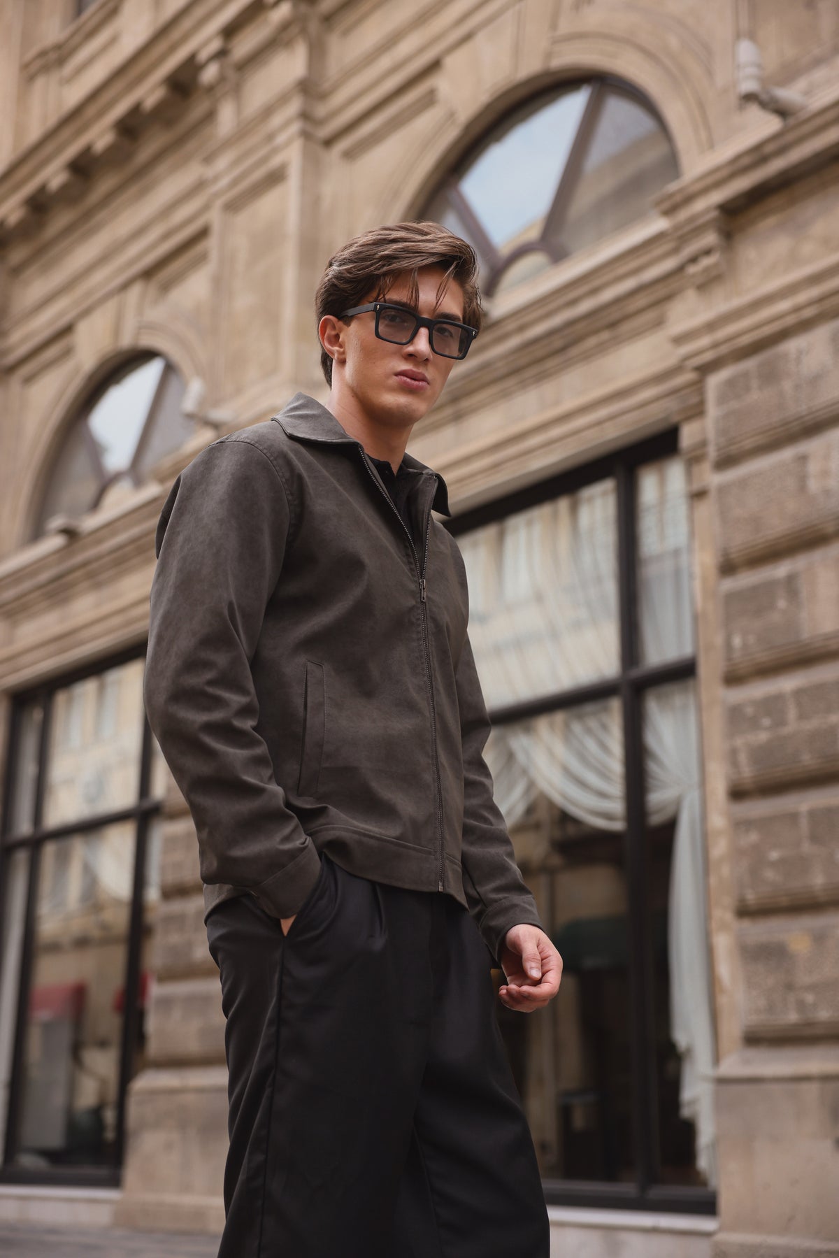 Brown Suede Zip-Up Jacket